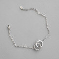 wholesale S925 Sterling Silver HSL446 Korean Style Minimalist Versatile Geometric Double Hoop Bracelet Chain Accessory for Students Women's Silver Jewelry-0-0