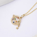 wholesale 18K Real Gold Multicolor Earth Pendant for Women Inlaid with Seven-Colored Gemstones Factory Direct Sales Customizable 14K 9K One-Piece Dropshipping-0-2