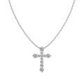 wholesale S925 Sterling Silver European and American Cross Pendant Necklace for Women, Minimalist and Versatile with Zirconia Collarbone Chain-0-5