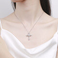 wholesale S925 Sterling Silver Moissanite Cross Pendant Necklace for Women, Minimalist Fashion, Niche Wholesale, Ins Style Summer-0-3