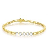 wholesale Au750 18k gold fashion bracelet with lab-grown diamonds, small diamond bracelet, high-end jewelry, hollow-out design, gold color-18k gold cultured diamond bracelet 17cm