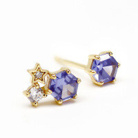 wholesale Metal Material: S925 Sterling Silver Gold Plated New Snow Star Set Earrings Tanzanite Ear Studs Women's Versatile Accessories Wholesale from Manufacturer-Snow Star Tanzanite Women's Earrings 925 Silver