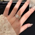 wholesale S925 Sterling Silver Rotating Firework-Style Exquisite Pigeon Egg Oval Diamond Engagement Ring, Unique Design with High-End Luxurious Minimalist Appeal-0-3