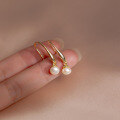 wholesale S925 Sterling Silver Sweet Ear Hooks Women Korean Summer Fresh and Elegant Pearl Minimalist Earrings M00423-0-0