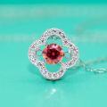 wholesale S925 Sterling Silver Pendant Light Luxury Collarbone Chain Birthday Gift Simple and Fashionable Red Moissanite Four-Leaf Clover Necklace for Women-0-2