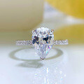 wholesale S925 Sterling Silver New Simulated High Carbon Diamond Luxury Halo 7*10mm Pear Shape Drop Ring-0-1