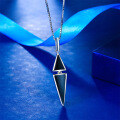 wholesale S925 Sterling Silver Triangular Diamond Pendant Women's Korean Style Minimalist Black Droplet Glaze Enamel Silver Pendant Necklace for Dropshipping-0-2