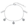wholesale S925 Sterling Silver Dainty Ankle Chain for Women, Minimalist Circle Disk Infinity Symbol Design, Fashionable and Unique Ankle Bracelet-0-5