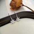 wholesale Metal material: S999 Sterling Silver Snowflake ear hooks for women,, minimalist and fashionable, high-end earrings, Korean style-0-5