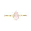 wholesale 9K gold jewelry manufacturer wholesale minimalist fashionable niche teardrop-shaped rose quartz ring-0-1