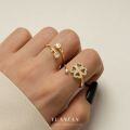 wholesale S925 Sterling Silver Floral Petal Adjustable Open Ring for Women-0-3
