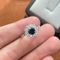 wholesale 925 Sterling Silver Full Diamond Ring with 60mm Blue Sapphire for Women, Fashionable Commuter Style-0-2