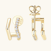 wholesale S925 Silver Fashionable and Personalized Musical Note Moissanite Ear Studs and Dangles for Women, High-End and Trendy Rhombus Ear Jewelry, Hypoallergenic-Gold 0.06 carats+0.06 carats