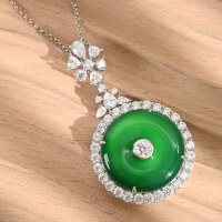 wholesale S925 Silver New Style Yuntong Jewelry Chrysoprase Pendant Necklace for Women, Anniversary Gift-S925 silver + natural chalcedony 25*25mm