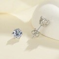 wholesale S925 Sterling Silver Four-Prong Moissanite Stud Earrings, Korean Style High-End Hypoallergenic Silver Jewelry Wholesale-0-1