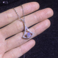 S925 Sterling Silver Moissanite Pendant Necklace, Minimalist Choker-0-1