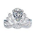 925 Silver Crown Tiara Ring with 2-Carat Moissanite-0-3