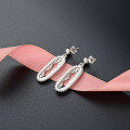 wholesale 925 Sterling Silver Women's Geometric Exaggerated Hollow-out Long Zircon Earrings Ear Studs-0-3