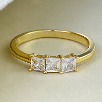 wholesale 925 Silver Jewelry New Style 3mm Three-Stone Row Diamond Ring for Dropshipping Live Stream-R1339 Gold Bar Ring Size 8