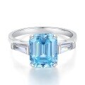wholesale S925 Silver Icy Cut Ring Blue Sapphire Zirconia High Carbon Diamond Cross-Border TikTok Live Popular Item-0-9