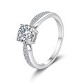 Sterling Silver Four-Prong Setting 1-Carat Moissanite Women's Wedding Ring Pair-0-3