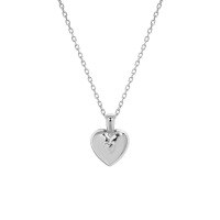 wholesale S925 sterling silver 432 Korean version ins niche design minimalist versatile geometric heart-shaped textured collarbone chain necklace for women-Platinum>925 silver