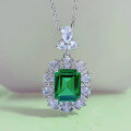 wholesale 925 Silver New Jewelry Women's European and American Vintage Luxury 4ct Nano Green 9*11 Exquisite Inlaid Pendant-0-0