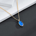 wholesale S925 gold-plated silver minimalist and elegant double-layer stone blue glass and white shell pendant necklace for women wholesale supplier-0-3