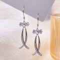 wholesale Metal S925 Diamond Bow Tassel Ear Drops Fashion High-End European and American Elegant Earrings for Women Valentine's Day Gift-0-2