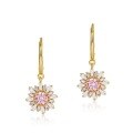 wholesale 925 Silver Gold Plated with Pink Zircon Geometric Sunflower Earrings, New European and American Fashion Wholesale from Manufacturer-0-5