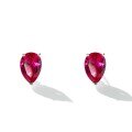 S925 Sterling Silver Waterdrop Red Agate Zircon Green Nano Earrings-0-3