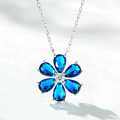 Sterling Silver Necklace with Flower Pendant and Zircon Chain-0-2