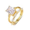 wholesale S925 Silver Set Ring Square Moissanite Ring Set Combination Ring-0-3
