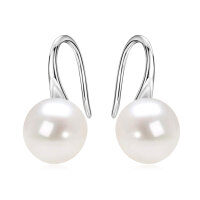 S925 Silver Freshwater Pearl Spoon Design French Luxury Ear Hooks, Simple and Elegant.-Simple pearl ear hooks [White Gold]  925 Silver