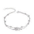 wholesale 925 Sterling Silver Women's Korean-style Five-pointed Star Diamond-inlaid Beaded Double-layer Bracelet Elegant Jewelry Factory Wholesale-0-4