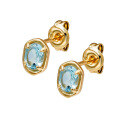 wholesale S925 silver plated with 14k gold, Dunli Jewelry manufacturer wholesale French sky blue topaz ear studs-0-0