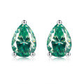 wholesale 925 Silver New Style 1 Carat VVS1 Colored Moissanite Pear-Shaped Earrings Cross-Border Hot Seller-0-3