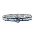 wholesale 925 Silver Gold-Plated Bracelet with High-Carbon Diamonds Royal Blue Art Deco Vintage Party Gathering for Women-0-4