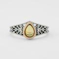 wholesale S925 silver plated 14k gold antique-style spring Japanese retro artificial amber ring-0-0