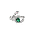 wholesale S925 Sterling Silver, Niche Original Slytherin Snake Green Zircon Textured Ring for Girls-0-4