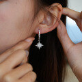 S925 Silver Star-shaped Hoop Earrings with Moissanite, Long and Trendy-0-2