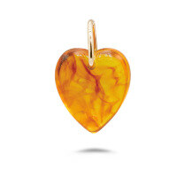 wholesale Metal material first, Dunli Jewelry source wholesale new fashionable commuting lightweight luxury high-end synthetic amber heart pendant-Amber Heart Pendant 925 Silver