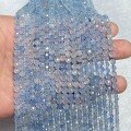 wholesale Metal material natural aquamarine faceted loose beads crystal semi-finished cut corner bead string DIY bracelet chain necklace fringe accessories-0-3