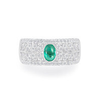 wholesale 925 Silver New Style 08ct 4*6mm Oval Cut Muzo Green Lab-Grown Emerald Olive Leaf Ring-Muzo color cultured emerald 4*6; J11【R3033】 No.6