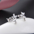 wholesale S925 Sterling Silver Niche Student Elf Earrings for Women with Inlaid Diamond Zirconia Factory Wholesale-0-2