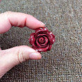 wholesale Metal material natural high-content cinnabar rose pendant necklace, sweater chain, handmade DIY cinnabar jewelry accessory-0-2