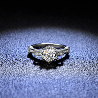 925 Sterling Silver Moissanite Six-Prong Classic Proposal Ring for Women-1 carat (D color moissanite)  15 yards