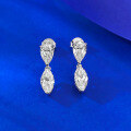 wholesale S925 Sterling Silver New Style Waterdrop Marquise Double Stone Earrings Zircon Light Luxury Minimalist Fashion Live Stream Style-0-1