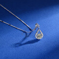 wholesale S925 Sterling Silver Hot-selling Angel's Tear Drop Moissanite Necklace for Women, Versatile Fashion European and American Style Collarbone Chain-0-1