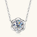 wholesale S925 Sterling Silver Petal Moissanite Necklace Women's Fashion Versatile Choker Pendant Wholesale-0-0